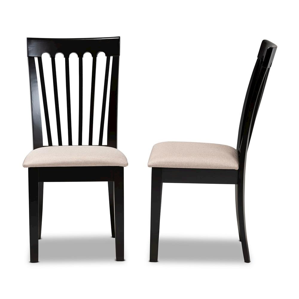 Fabric Upholstered Espresso Brown Finished 2-Piece Wood Dining Chair Set Set