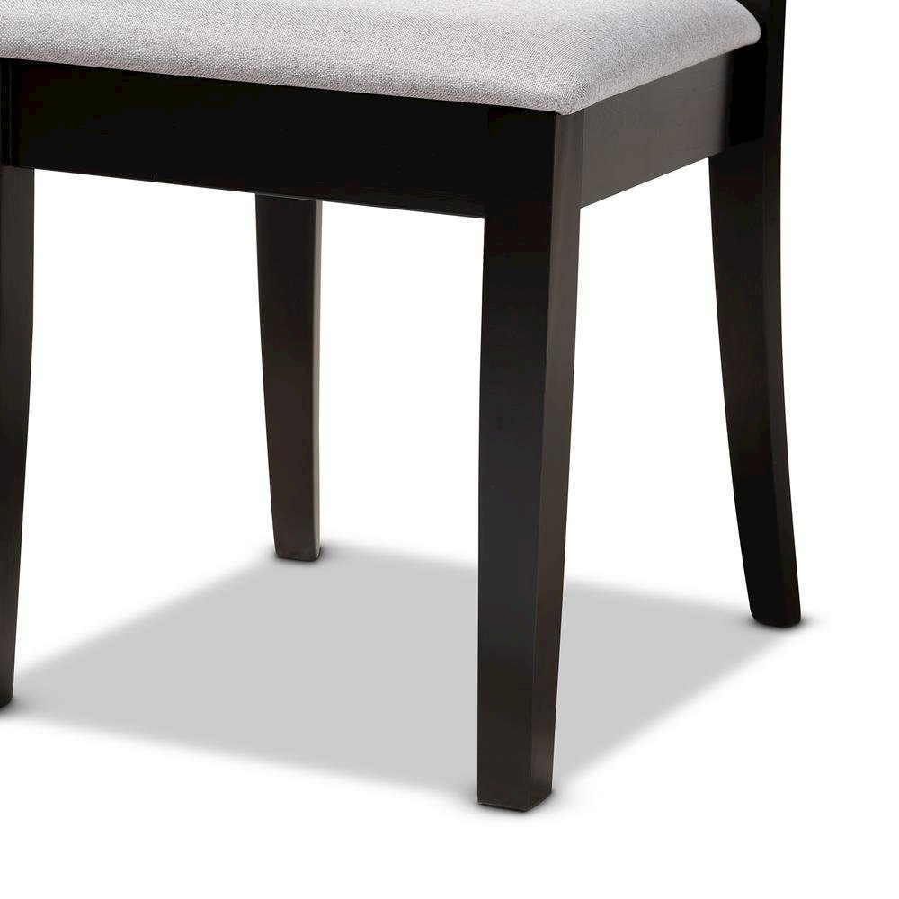 Gray Fabric Upholstered and Espresso Brown Finished Wood 7-Piece Dining Set