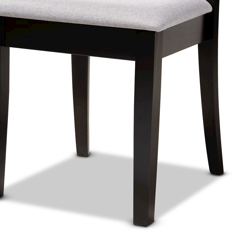 Grey Fabric Upholstered and Dark Brown Finished Wood 7-Piece Dining Set