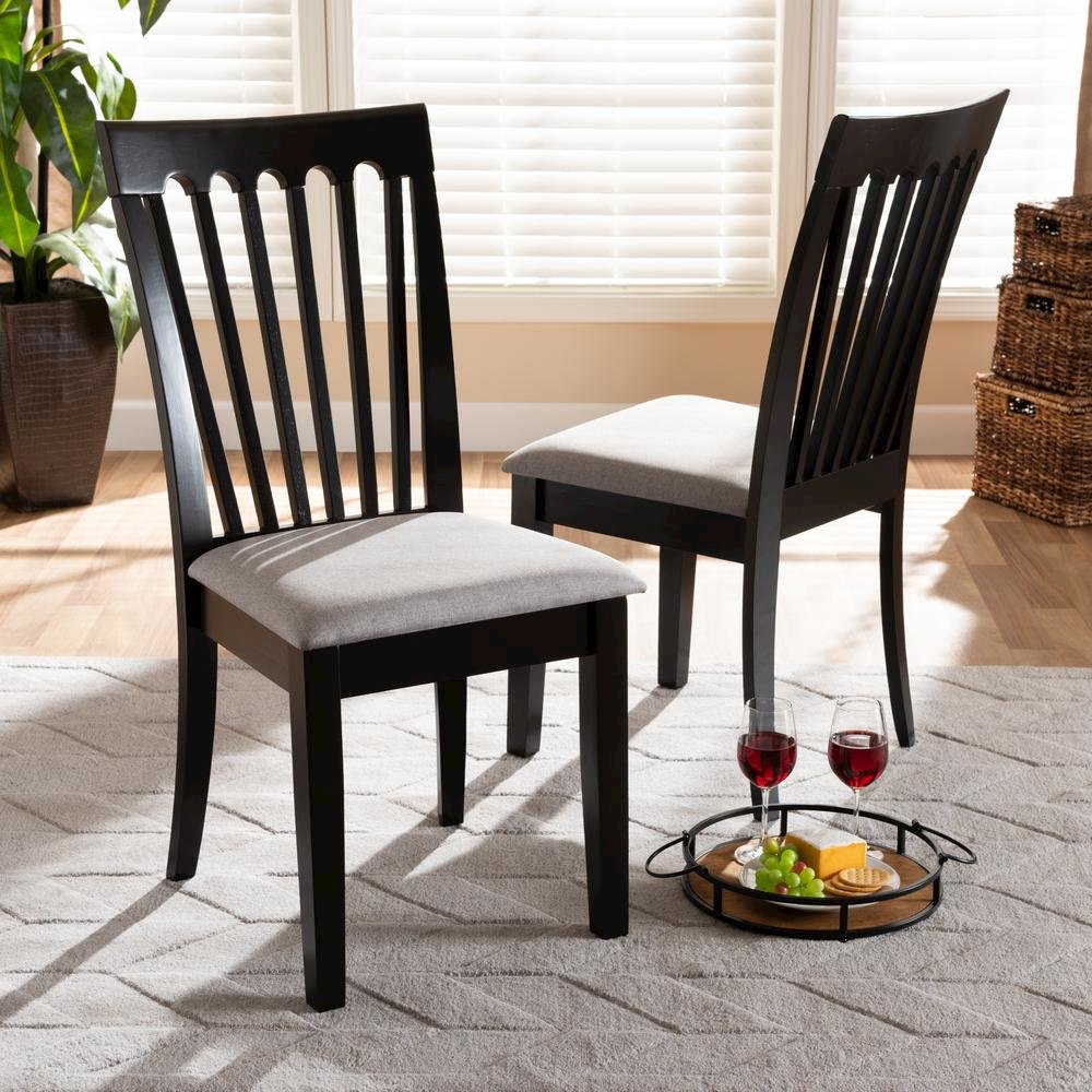 Espresso Brown Finished Wood 2-Piece Dining Chair Set