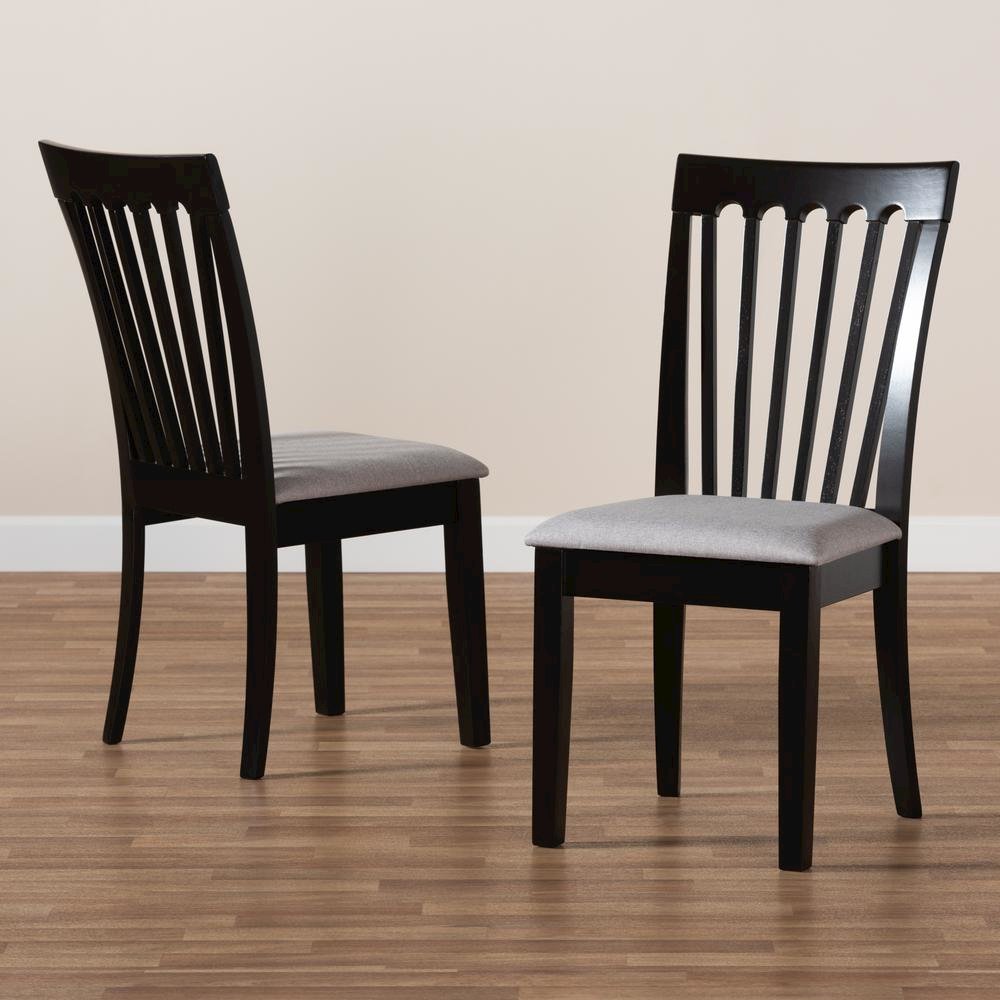 Espresso Brown Finished Wood 2-Piece Dining Chair Set