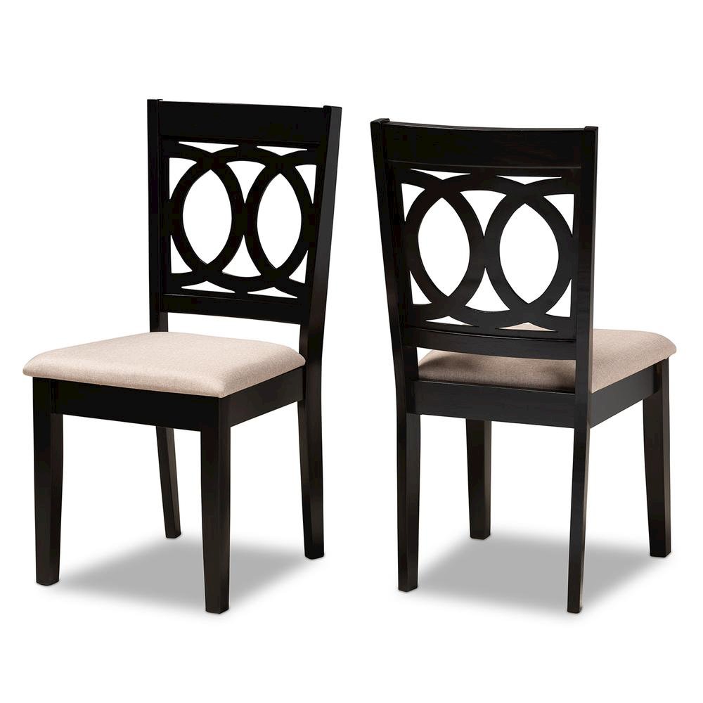Fabric Upholstered Espresso Brown Finished Wood 2-Piece Dining Chair Set Set