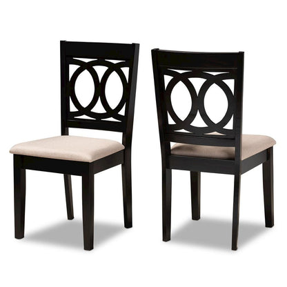 Fabric Upholstered Espresso Brown Finished Wood 2-Piece Dining Chair Set Set