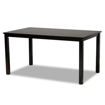 Sand Fabric Upholstered Espresso Brown Finished Wood 7-Piece Dining Set
