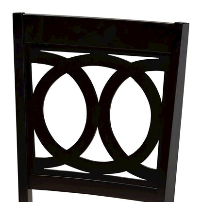 Sand Fabric Upholstered and Dark Brown Finished Wood 7-Piece Dining Set