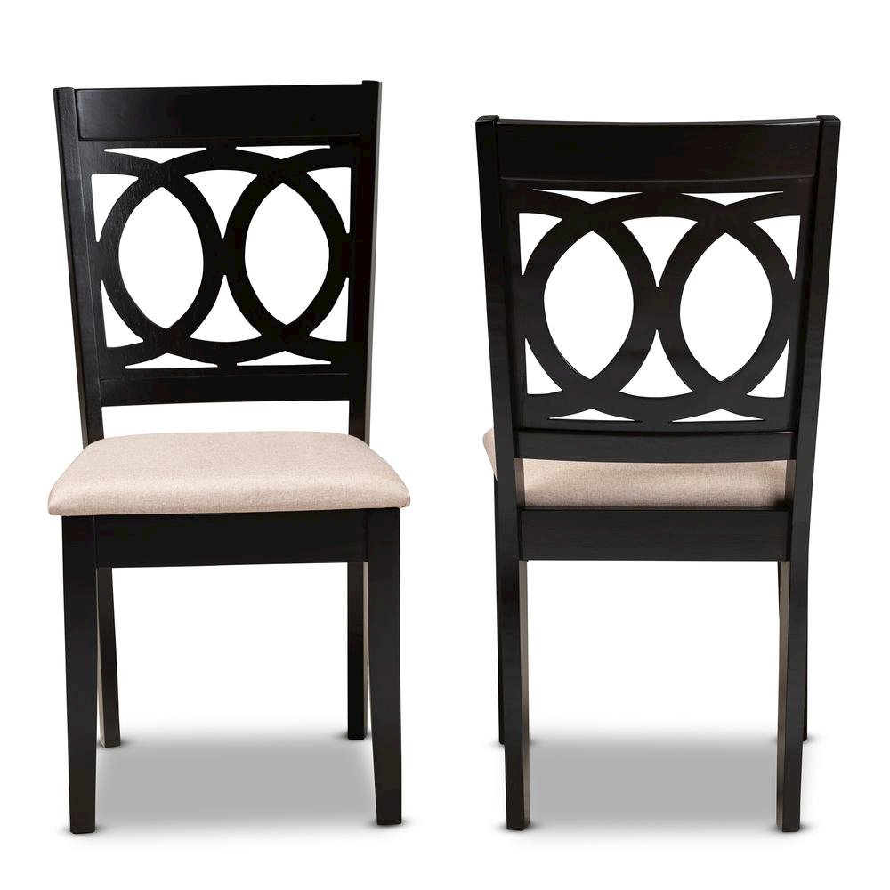 Fabric Upholstered Espresso Brown Finished Wood 2-Piece Dining Chair Set Set