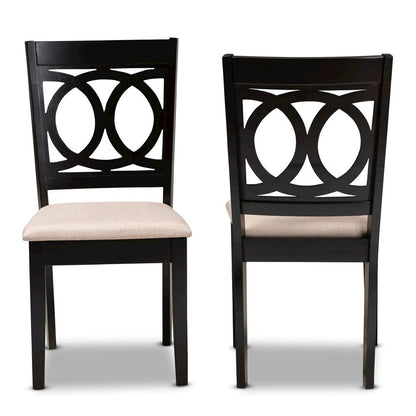 Fabric Upholstered Espresso Brown Finished Wood 2-Piece Dining Chair Set Set