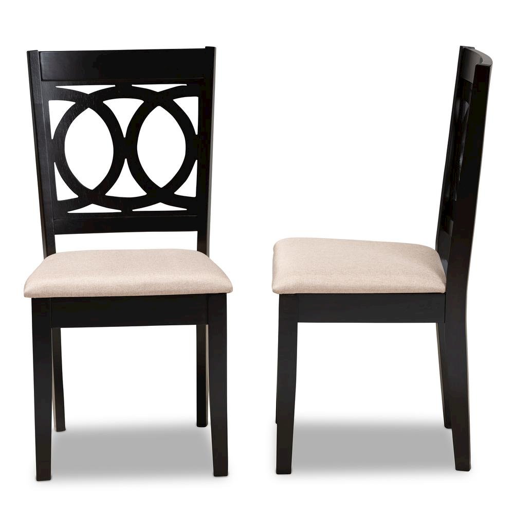 Fabric Upholstered Espresso Brown Finished Wood 2-Piece Dining Chair Set Set