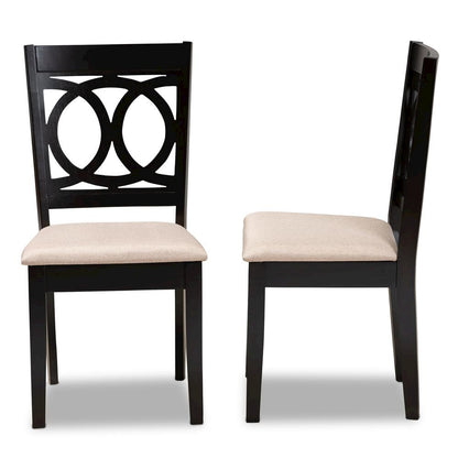 Fabric Upholstered Espresso Brown Finished Wood 2-Piece Dining Chair Set Set