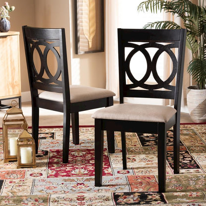 Fabric Upholstered Espresso Brown Finished Wood 2-Piece Dining Chair Set Set