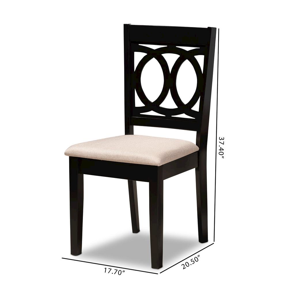 Fabric Upholstered Espresso Brown Finished Wood 2-Piece Dining Chair Set Set