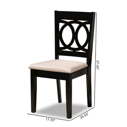 Fabric Upholstered Espresso Brown Finished Wood 2-Piece Dining Chair Set Set