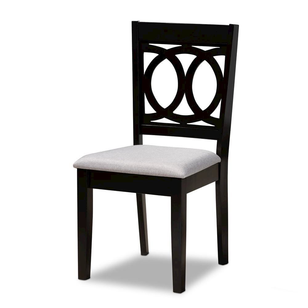 Grey Fabric Upholstered Espresso Brown Finished Wood 7-Piece Dining Set