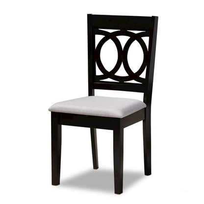 Grey Fabric Upholstered Espresso Brown Finished Wood 7-Piece Dining Set