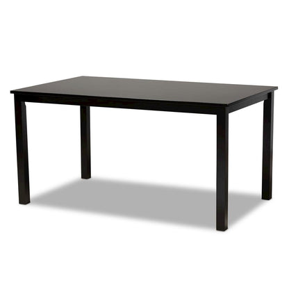 Sand Fabric Upholstered Espresso Brown Finished Wood 7-Piece Dining Set