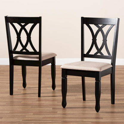 Fabric Upholstered Espresso Brown Finished Wood 2-Piece Dining Chair Set Set
