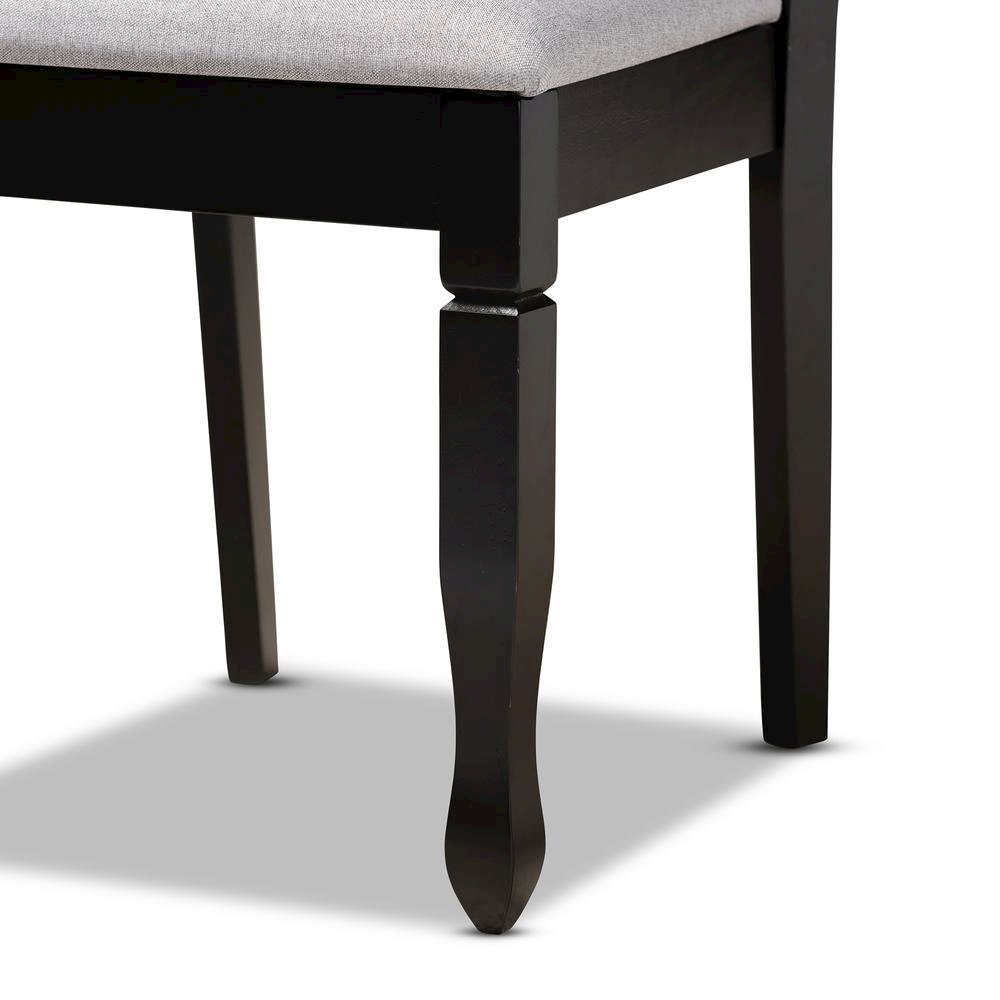 Grey Fabric Upholstered Espresso Brown Finished Wood 7-Piece Dining Set