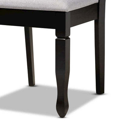 Grey Fabric Upholstered Espresso Brown Finished Wood 7-Piece Dining Set