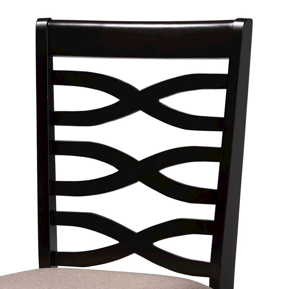 Sand Fabric Upholstered Dark Brown Finished Wood 7-Piece Dining Set
