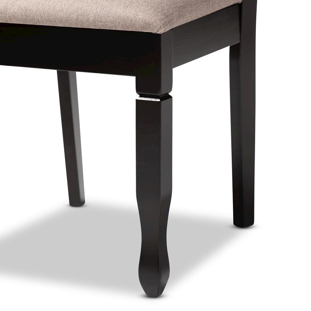 Sand Fabric Upholstered Dark Brown Finished Wood 7-Piece Dining Set