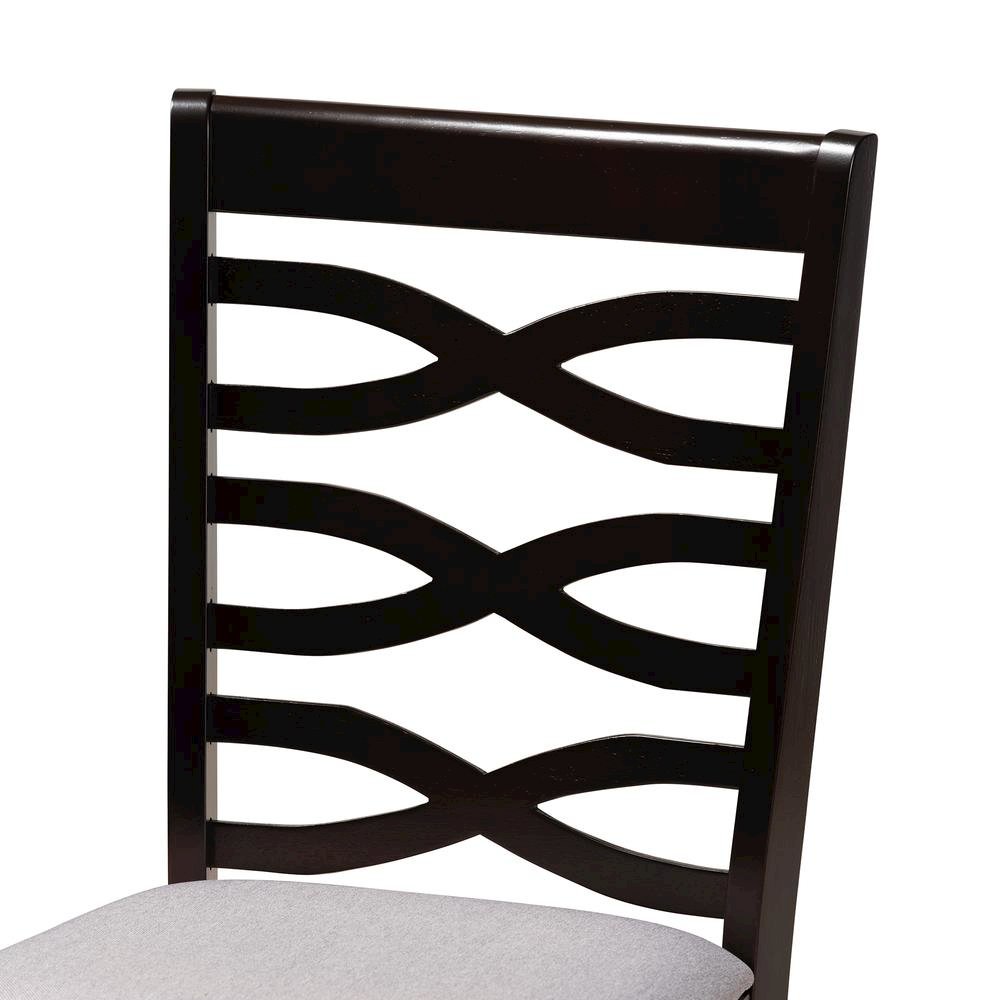 Grey Fabric Upholstered and Dark Brown Finished Wood 7-Piece Dining Set
