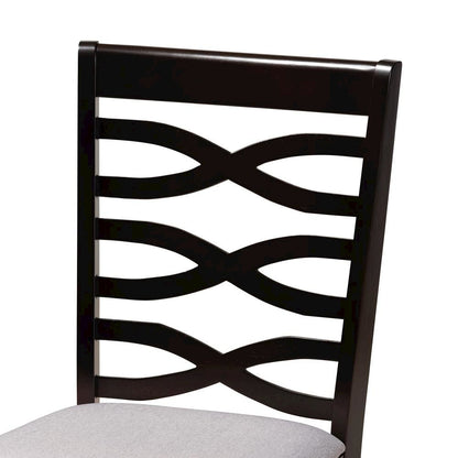 Grey Fabric Upholstered and Dark Brown Finished Wood 7-Piece Dining Set