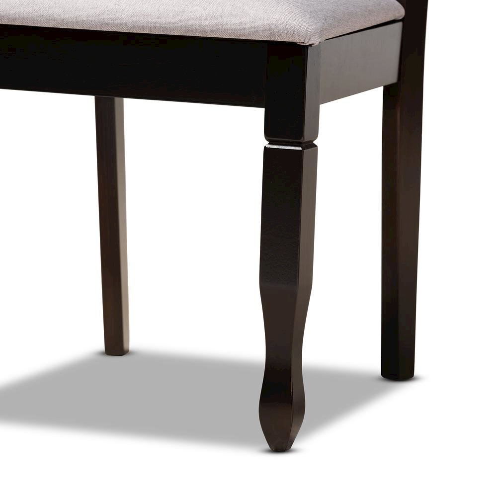 Grey Fabric Upholstered and Dark Brown Finished Wood 7-Piece Dining Set
