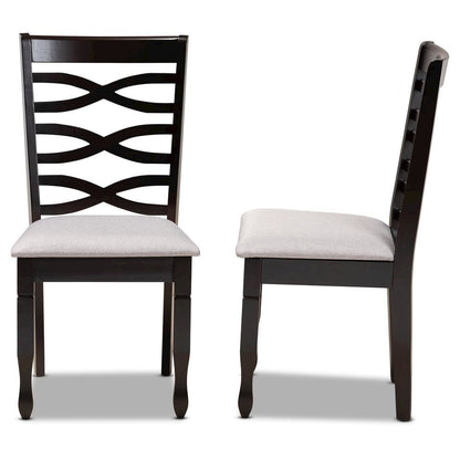 Grey Fabric Upholstered Espresso Brown Finished Wood 2-Piece Dining Chair Set