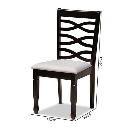 Grey Fabric Upholstered Espresso Brown Finished Wood 2-Piece Dining Chair Set
