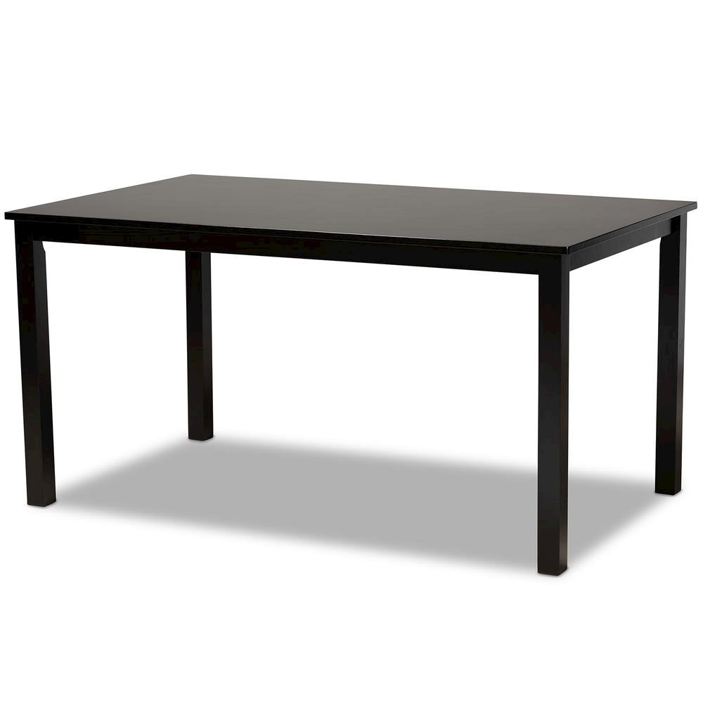 Sand Fabric Upholstered Dark Brown Finished 7-Piece Wood Dining Set