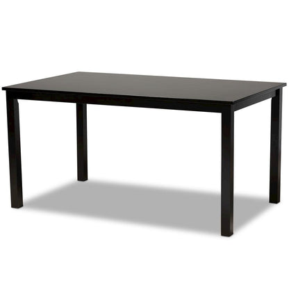 Sand Fabric Upholstered Dark Brown Finished 7-Piece Wood Dining Set