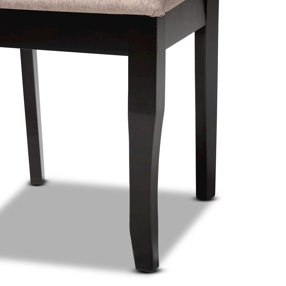 Sand Fabric Upholstered Dark Brown Finished 7-Piece Wood Dining Set