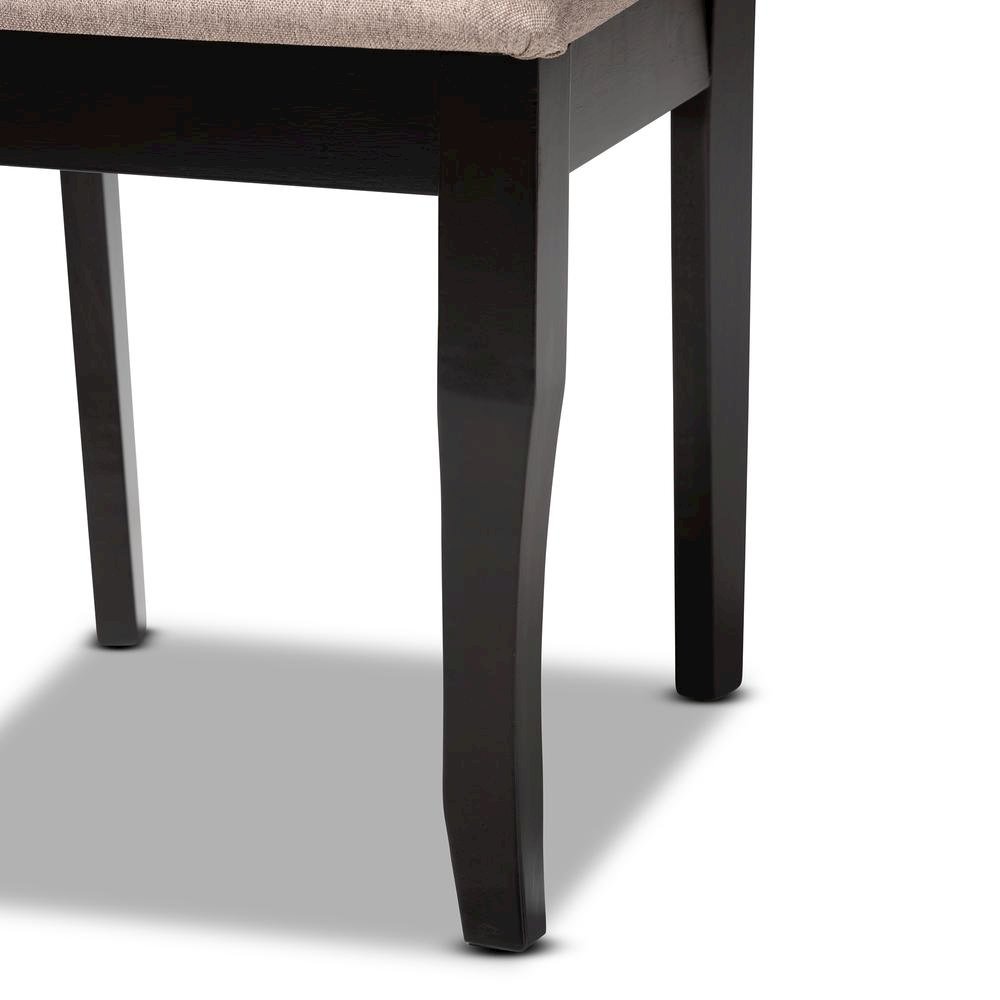 Sand Fabric Upholstered Dark Brown Finished 2-Piece Wood Dining Chair Set