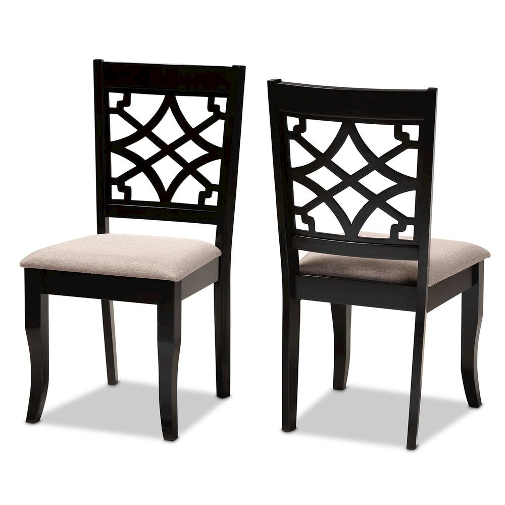 Espresso Brown Finished Wood 2-Piece Dining Chair Set