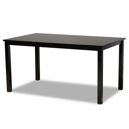 Sand Fabric Upholstered and Espresso Brown Finished Wood 7-Piece Dining Set