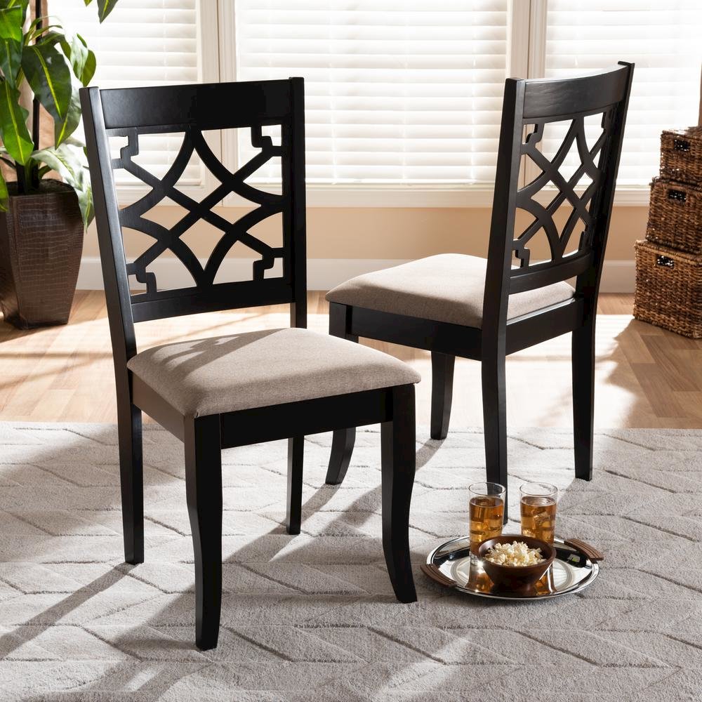 Espresso Brown Finished Wood 2-Piece Dining Chair Set