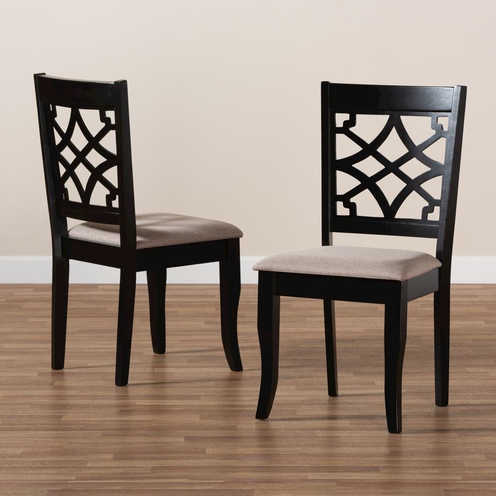 Espresso Brown Finished Wood 2-Piece Dining Chair Set