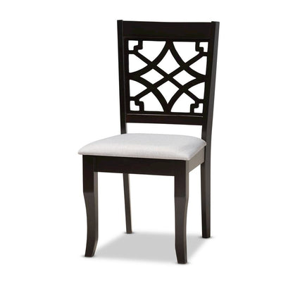 Grey Fabric Upholstered and Dark Brown Finished Wood 7-Piece Dining Set