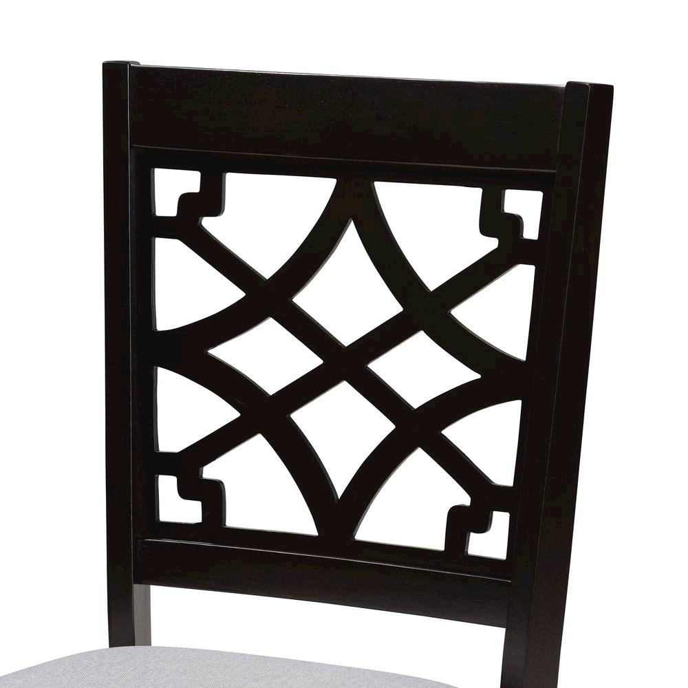 Grey Fabric Upholstered and Dark Brown Finished Wood 7-Piece Dining Set