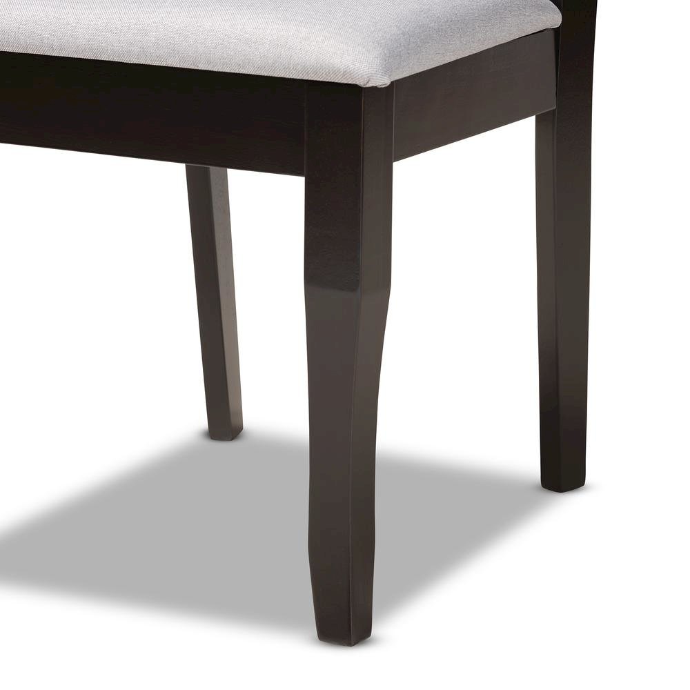 Grey Fabric Upholstered and Dark Brown Finished Wood 7-Piece Dining Set