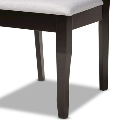 Grey Fabric Upholstered and Dark Brown Finished Wood 7-Piece Dining Set