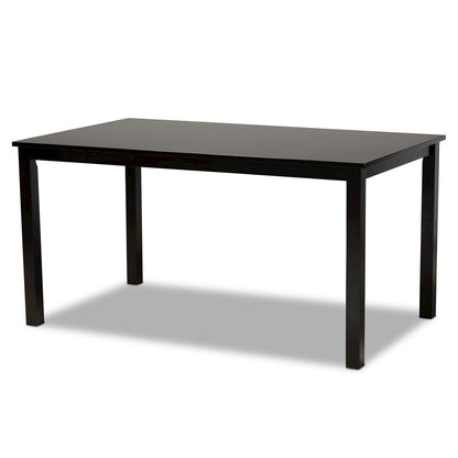 Sand Fabric Upholstered and Dark Brown Finished Wood 7-Piece Dining Set