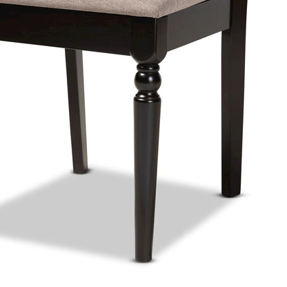 Sand Fabric Upholstered and Dark Brown Finished Wood 7-Piece Dining Set