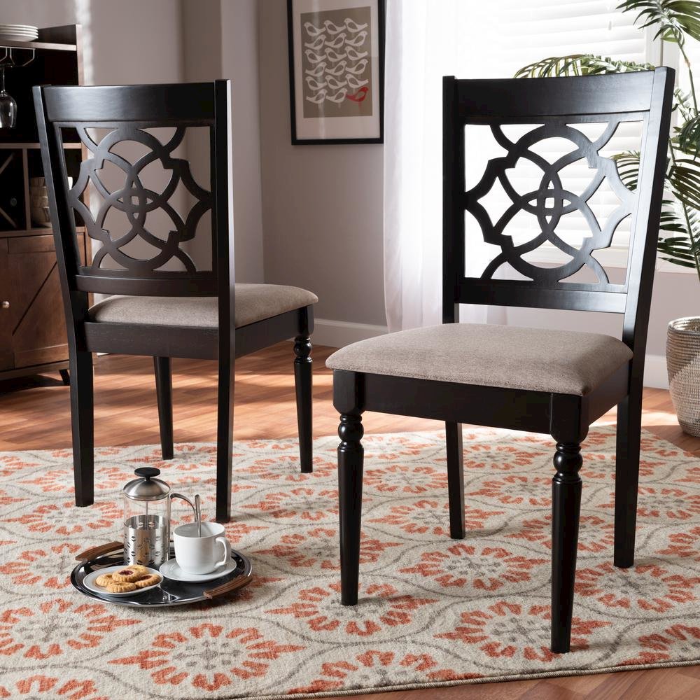 Espresso Brown Finished Wood 2-Piece Dining Chair Set Set