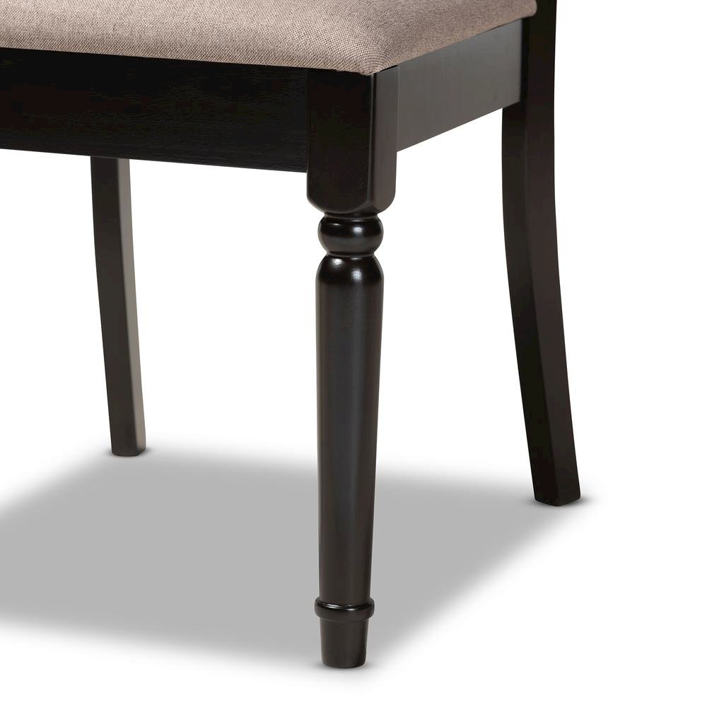 Sand Fabric Upholstered and Dark Brown Finished Wood 7-Piece Dining Set