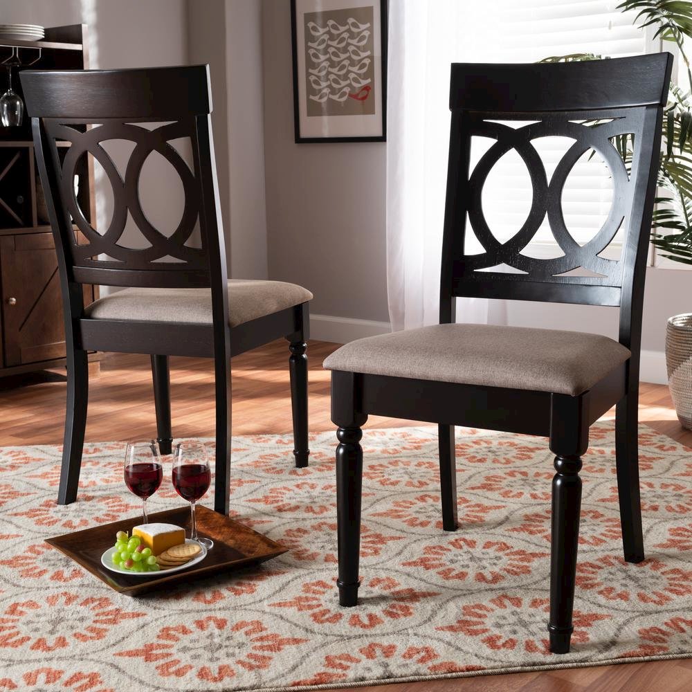 Espresso Brown Finished Wood 2-Piece Dining Chair Set Set