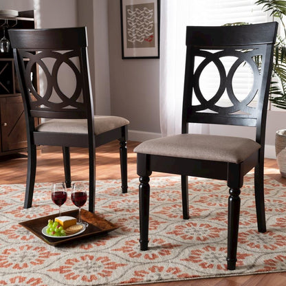 Espresso Brown Finished Wood 2-Piece Dining Chair Set Set