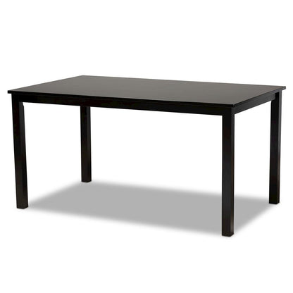Grey Fabric Upholstered and Dark Brown Finished Wood 7-Piece Dining Set