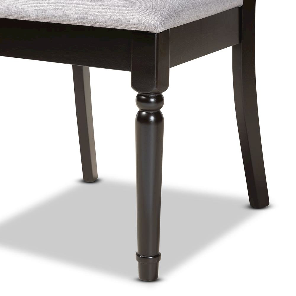 Grey Fabric Upholstered and Dark Brown Finished Wood 7-Piece Dining Set
