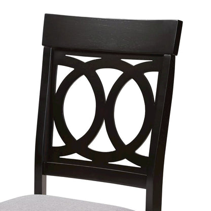 Grey Fabric Upholstered and Dark Brown Finished Wood 7-Piece Dining Set